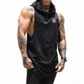 Men Cotton Patchwork Breathable Sports Hooded Tanks