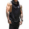 Men Cotton Patchwork Breathable Sports Hooded Tanks