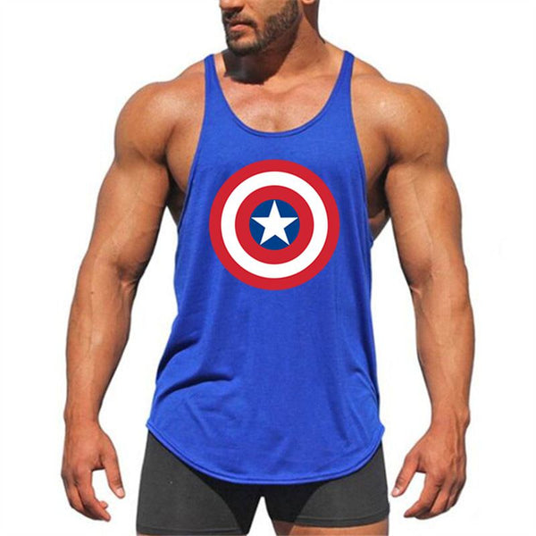 Men Cotton Print Muscle Motion Y Back Tanks