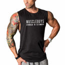 Men Cotton Letter Printed Muscle Motion Tanks Tops