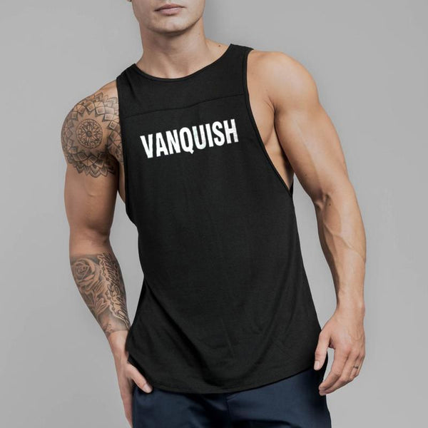 Men Cotton Letter Printed Bodybuilding Motion Tanks