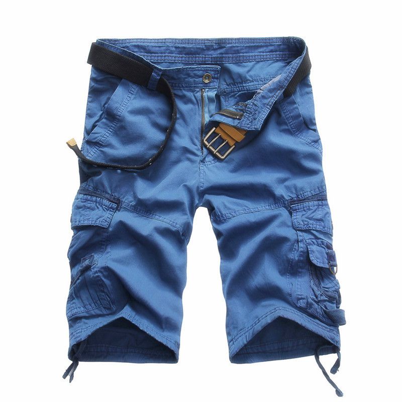 Men Solid Color Casual Shorts Without Belt