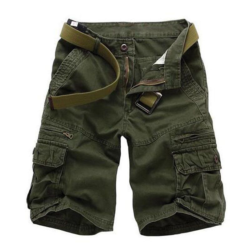 Men Solid Color Fashion Shorts Without Belt