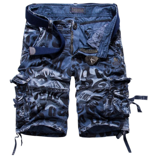 Men Camouflage Printed Loose Shorts Without Belt