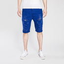 Men Solid Color Ripped Shorts