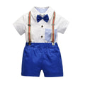 4 Pcs Boy Cotton Shirt And Shorts And Bow Tie Suspender