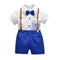 4 Pcs Boy Cotton Shirt And Shorts And Bowtie Suspender