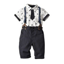 4 Pcs Boy Shirts And Shorts With Bowtie Suspender