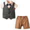4 Pcs Boy Pink Shirts And Shorts And Vest And Bow Tie