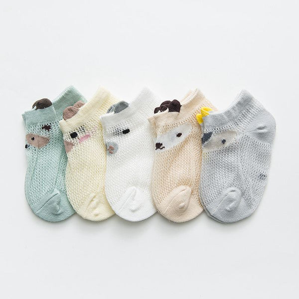 5 Pairs Toddler Cotton Animals Pattern Thin Socks