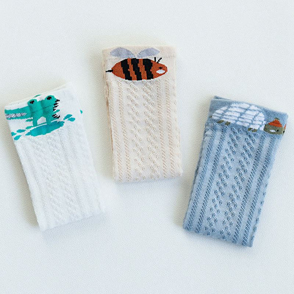 3 Pairs Toddler Cotton Cute Print Thin Socks