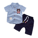 2 Pcs Boy Cute Bear Print Shirts And Shorts