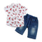 2 Pcs Boy Watermelon Print Shirts And Shorts