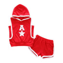 2 Pcs Boy Sleeveless Hooded Tops And Casual Shorts