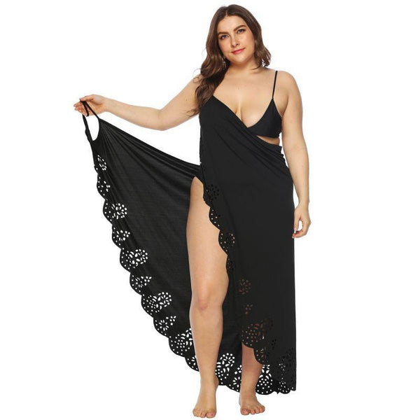 Women Side-slit Crochet Hollow Out Lace Slip Dress