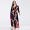 Hot Sale Women Surplice Long-sleeve Defined Waist Floral Print Maxi Dress