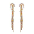 Creative Women Imitation Pearl Long Tassel Rhinestone Party Earrings