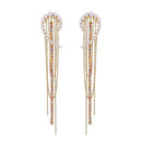 Creative Women Imitation Pearl Long Tassel Rhinestone Party Earrings