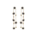 Women Long Length Vintage Star Shape Rhinestone Party Earrings