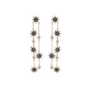 Women Long Length Vintage Star Shape Rhinestone Party Earrings