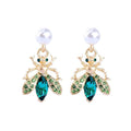 Women Unique Insect Shape Imitation Pearl Gemstone Earrings