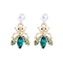 Women Unique Insect Shape Imitation Pearl Gemstone Earrings
