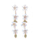 Fresh Flower Design Women Shiny Rhinestone Enameled Metal Earrings