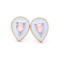 Fashion Simple Geometric Shape Enameled Metal Gemstone Stud Earrings