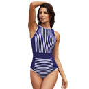 Conservative Stripe Print Women Classic One-piece Swimwear