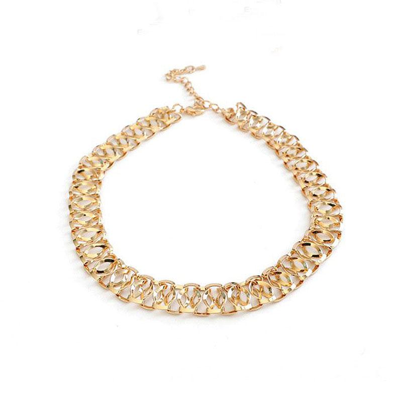 Fashion Gold Plated Women Stretchy Metal Choker