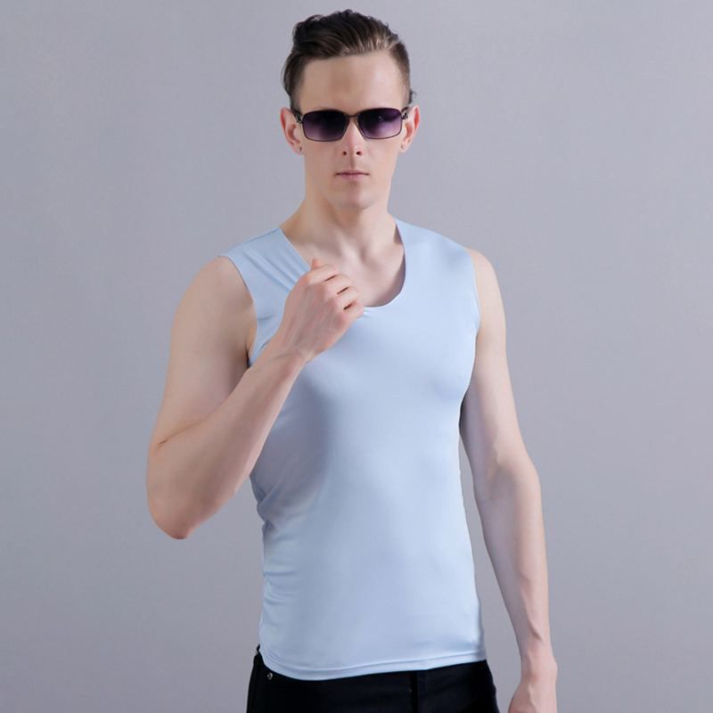 Men Plain Elastic Seamless Soft Tanks