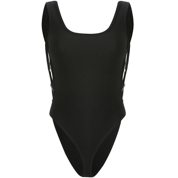 Hot Sale Solid  Color Women Square Neck Sleeveless Bodysuits