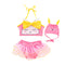 3 Pcs Girl Cartoon Cat Pattern Swimsuit And Bathing Cap