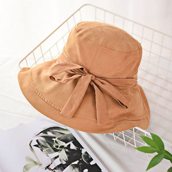 Casual Women Solid Color Summer Outdoor Sun-protective Bucket Hat
