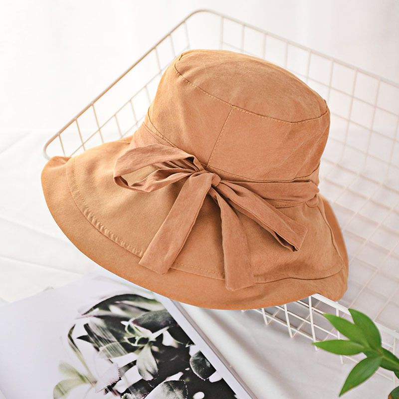 Casual Women Solid Color Summer Outdoor Sun-protective Bucket Hat