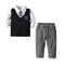 4 Pcs Boys Cotton White Shirts And Vest And Pants With Tie