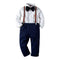 4 Pcs Boys Cotton Shirts And Pants With Suspender And Bowtie