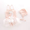 2 Pcs Girl Swan Printed Patchwork Swimwear And Cap