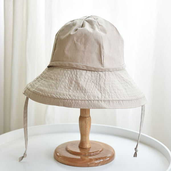 Casual Women Solid Color Foldable Cotton Sun-protective Bucket Hat