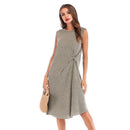 Women Casual Round Collar Sleeveless Defined Waisted Sundresses