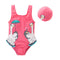 2 Pcs Girl Animal Pattern Pink Swimwear And Cap