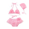 3  Pcs Girl Ruffle Halterneck Swimsuit And Swimming Cap
