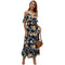 Women New Off-The-Shoulder Short-sleeve Floral Print Chiffon Slip Dress
