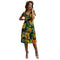 Women Original Design V Neck Short-sleeve Floral Print Midi Dresses