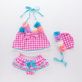 3 Pcs Girl Flower Pattern Swimsuit And Cap