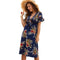 Hot Sale Women V Neck Short-sleeve Floral Print Chiffon Dress