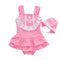 2 Pcs Girl Lace Patchwork Swimwear And Bathing Cap
