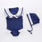 2 Pcs Girl Patchwork Swimwear And Swimming Cap