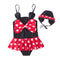 2 Pcs Girl Dot Printed Swimwear And Bathing Cap