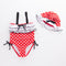 2 Pcs Girl Dot Printed Patchwork Swimwear And Cap